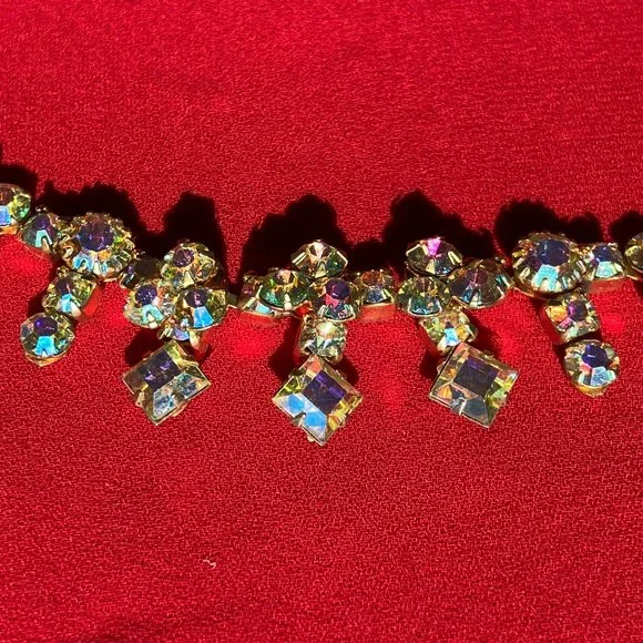 Vintage Aurora Borealis Choker Necklace & Earrings set - Picture 8 of 14